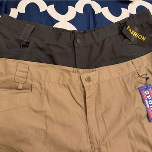 Two-Pair Lightweight Cargo Shorts - Khaki & Black